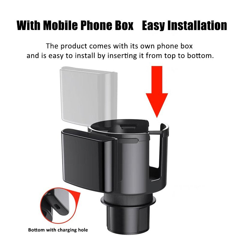 Adjustable Car Cup Holder Expander with Removable Phone Holder-4