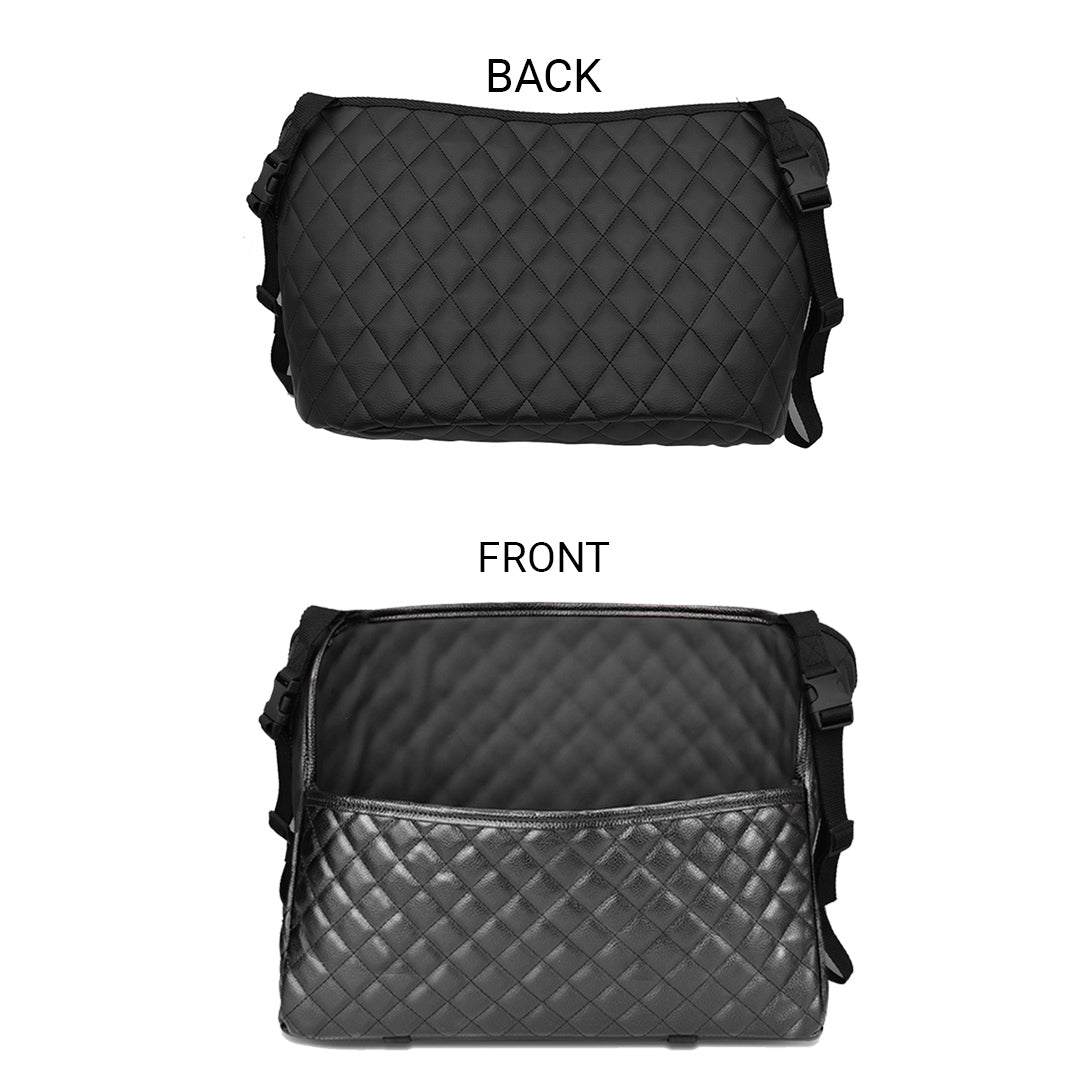 NNEAGS Black Leather Car Storage Portable Hanging Organizer Backseat Multi-Purpose Interior Accessories Bag-1