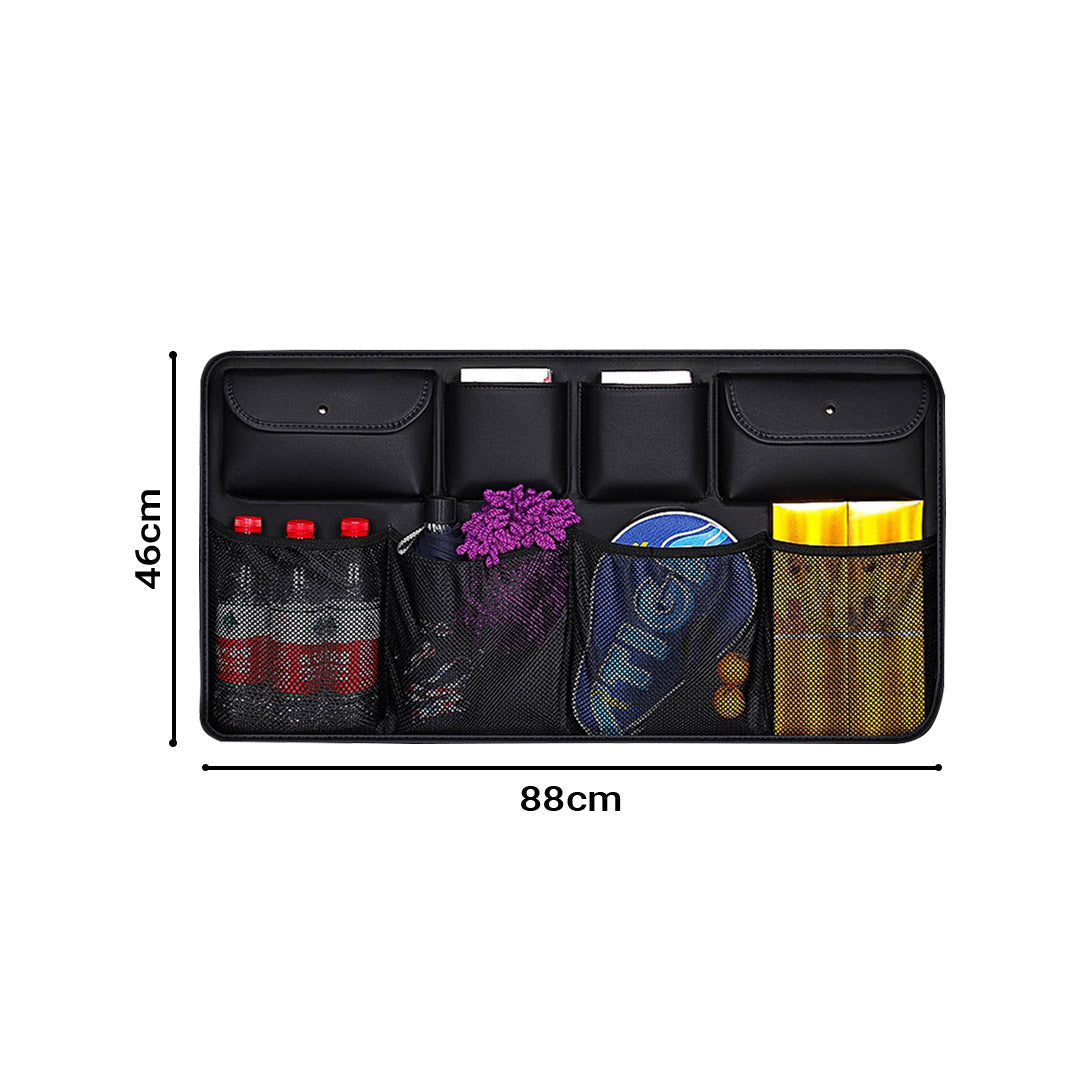 NNEAGS High Quality Leather Car Rear Back Seat Storage Bag Organizer Interior Accessories Black-1