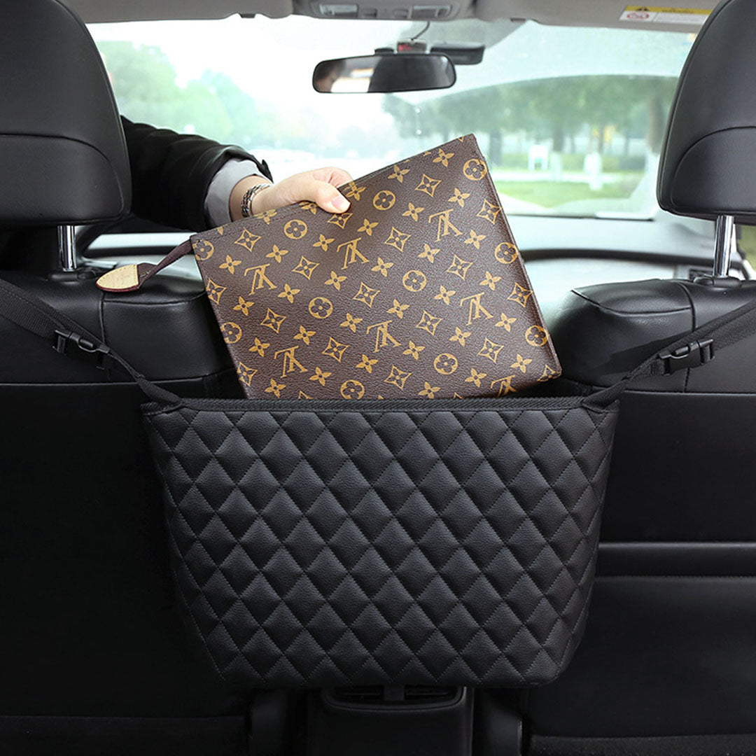 NNEAGS Black Leather Car Storage Portable Hanging Organizer Backseat Multi-Purpose Interior Accessories Bag-3