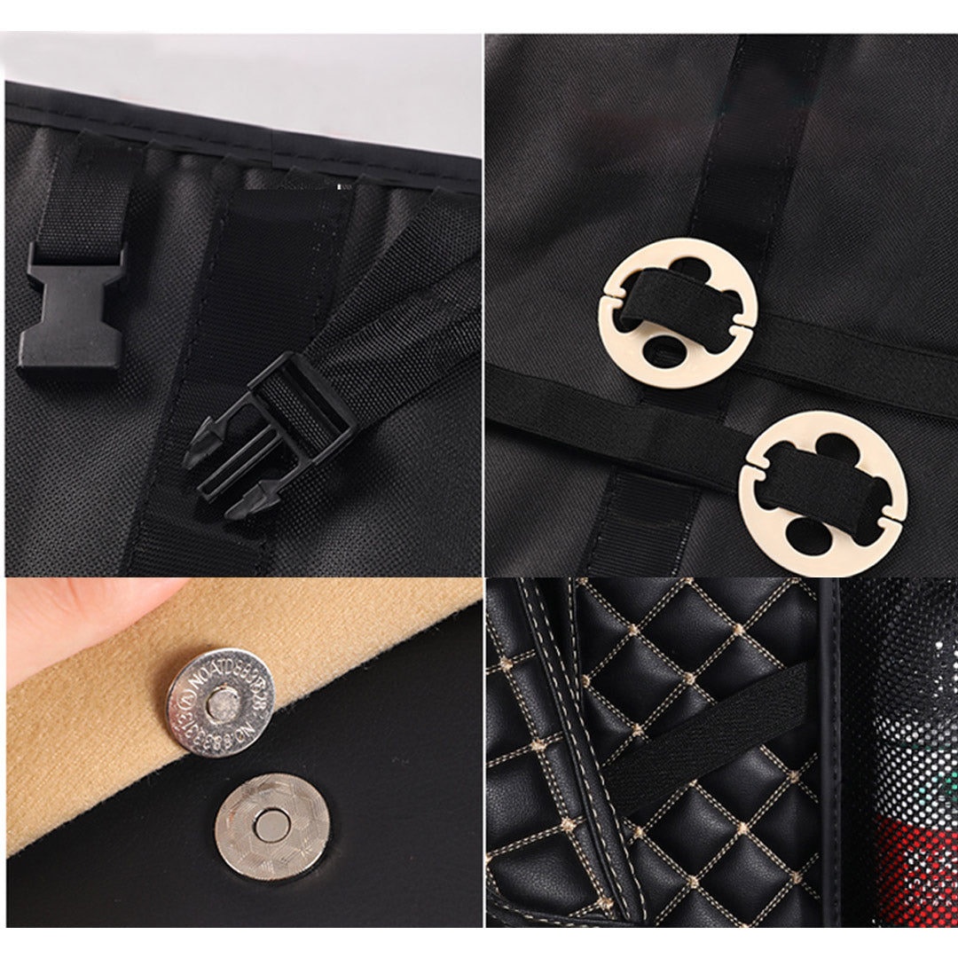 NNEAGS High Quality Leather Car Rear Back Seat Storage Bag Organizer Interior Accessories Black-4