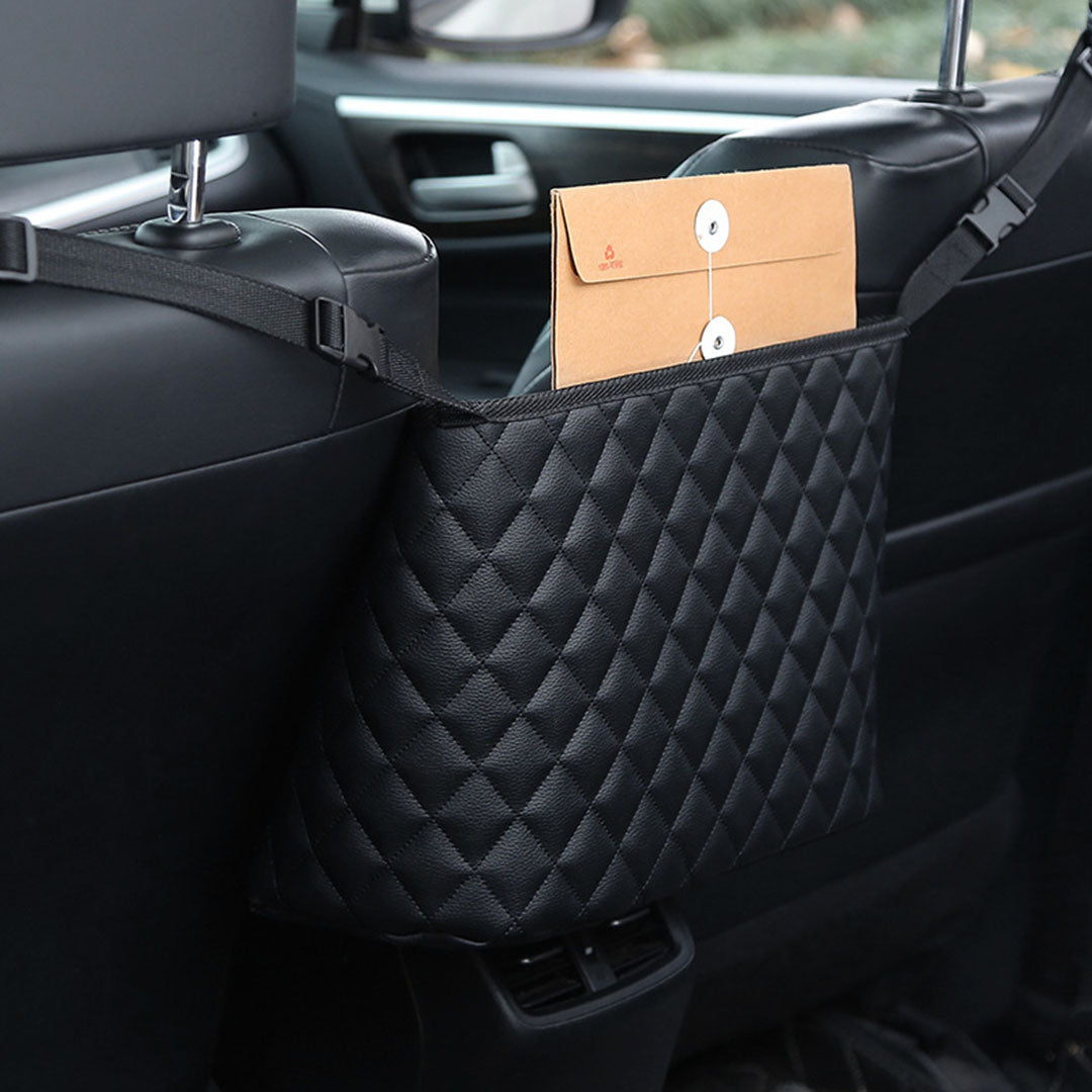 NNEAGS Black Leather Car Storage Portable Hanging Organizer Backseat Multi-Purpose Interior Accessories Bag-4