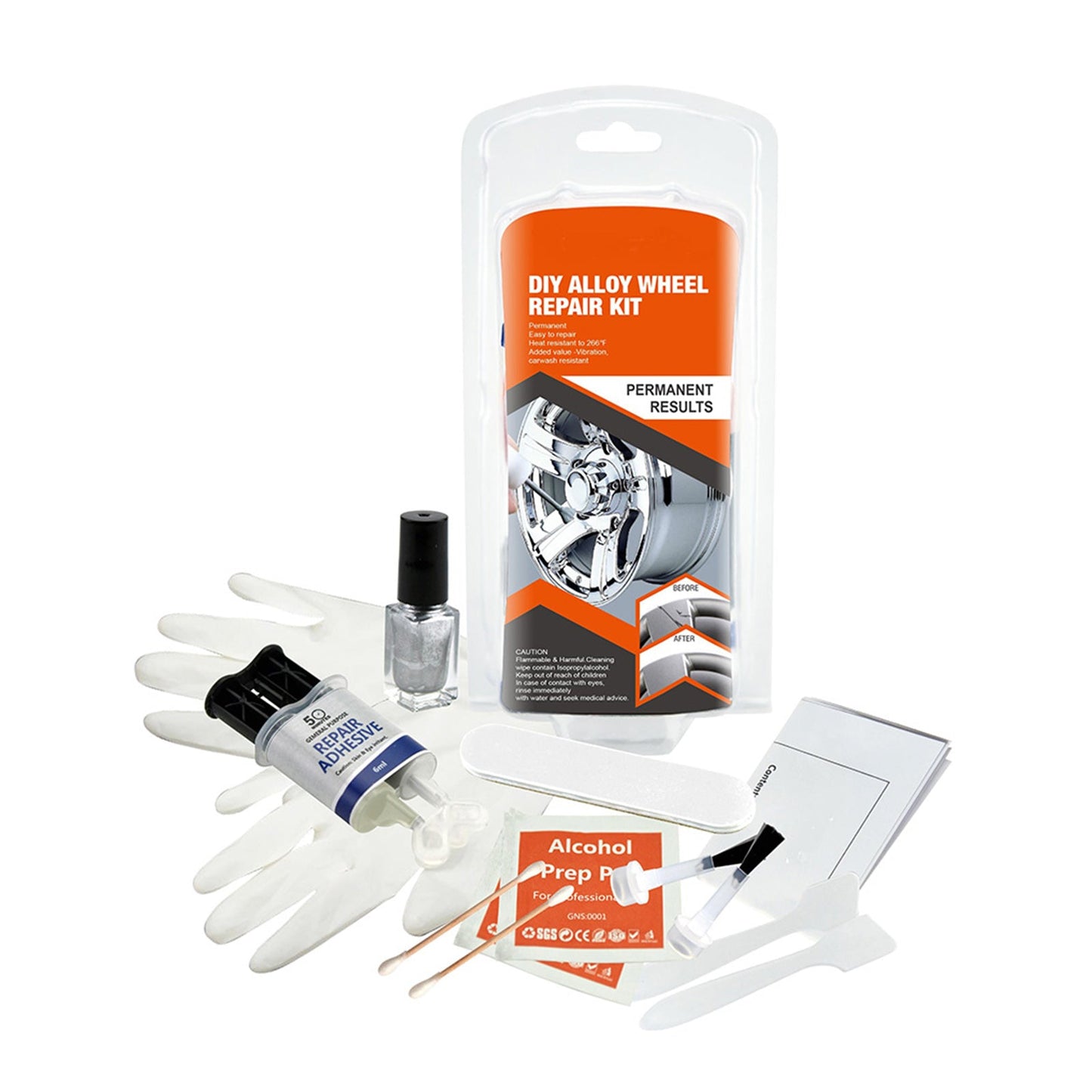 Kit de reparación de arañazos en llantas de aleación plateada, adecuado para daños en la acera del coche.