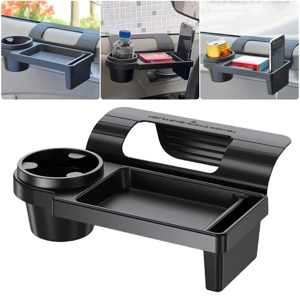 Multifunctional Car Side Door Hanging Organizer with Cup Holder Black-1