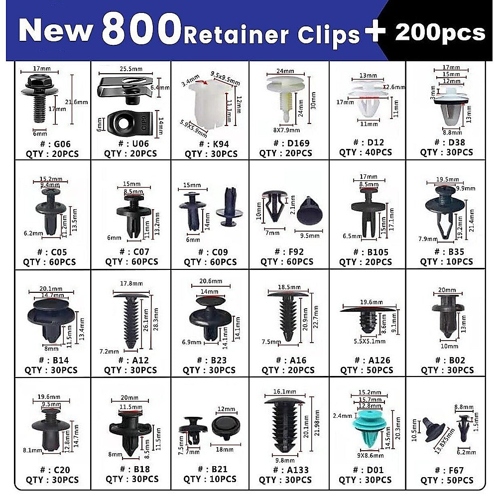 NNEDSZ 1000PCS Car Retainer Clips Auto Fasteners Push Trim Clips Pin Rivet Bumper Kit-3