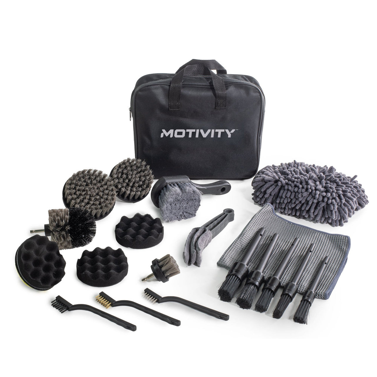 MOTIVITY Essential Foam Wash and Detail Kit – Includes Car Wash Soap, Spray Nozzle, and 21-Piece Brush Set-3